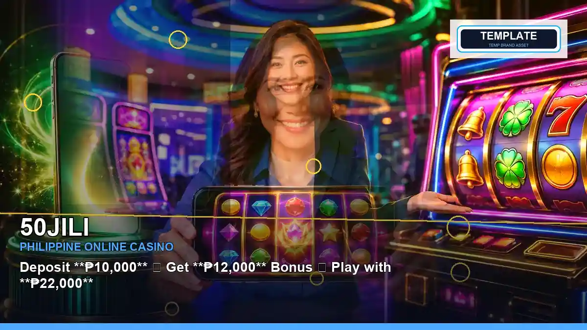 50JILI lucky reels online slot games featuring an adult Filipina casino host with a right close-up composition