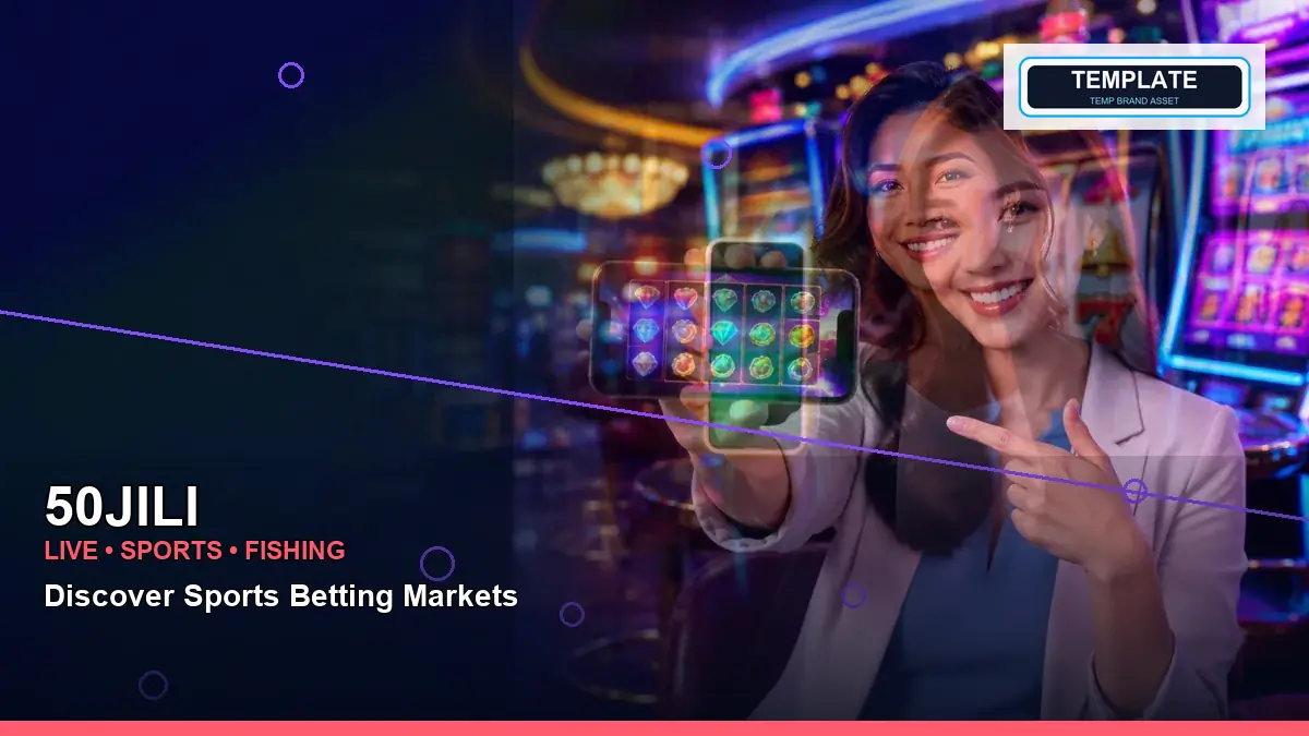 50JILI burst free spins slot games featuring an adult Filipina casino host with a right-framed composition